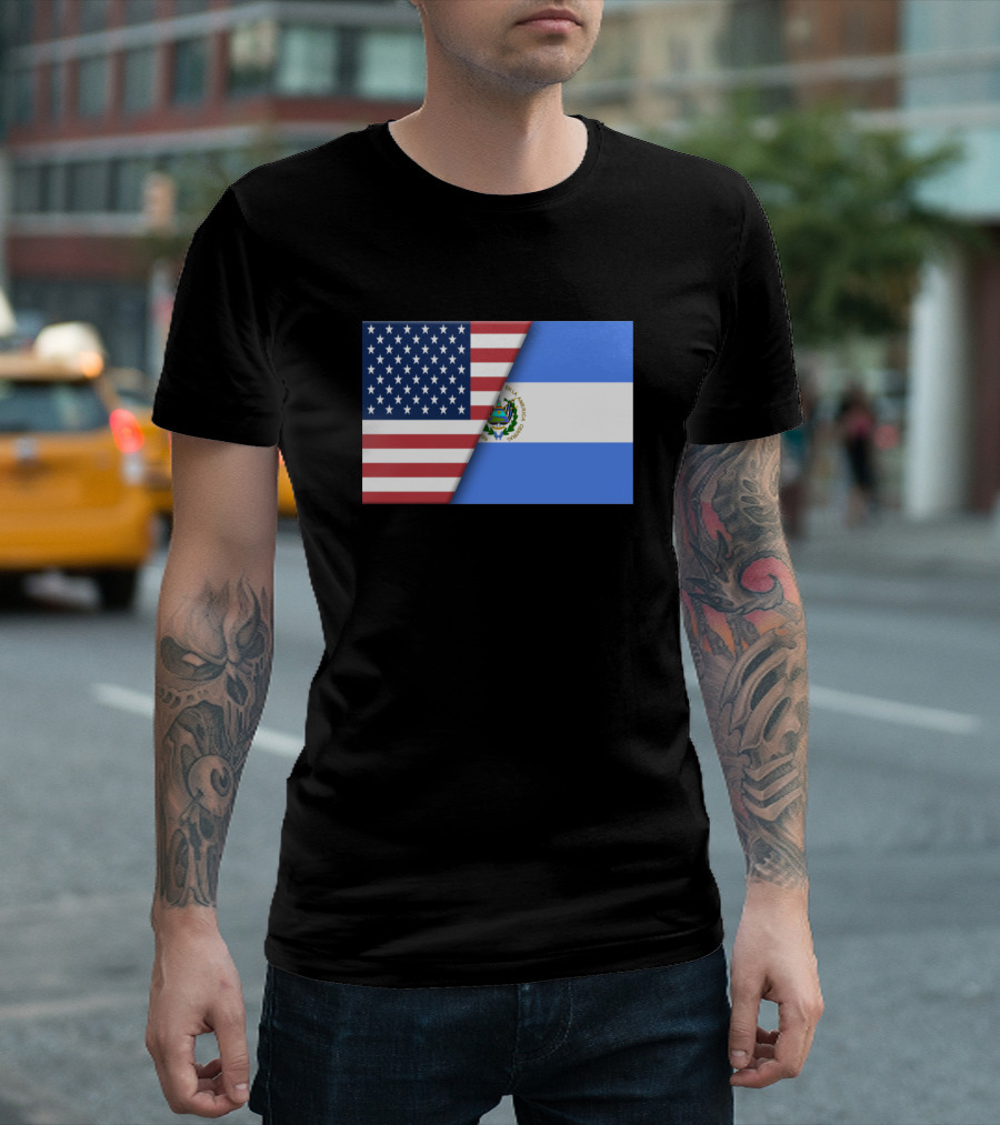 Usa Flag El Salvador Salvadorian Flag Immigrant Fusion T-Shirt