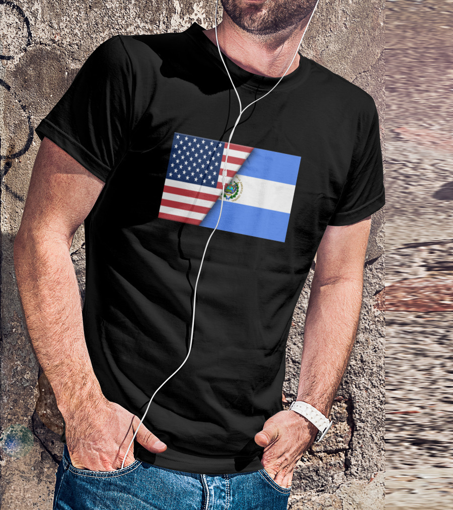 Usa Flag El Salvador Salvadorian Flag Immigrant Fusion T-Shirt