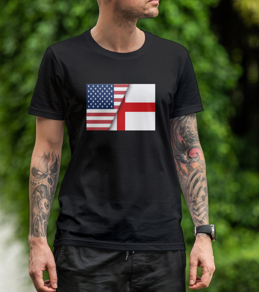 Usa Flag England Flag Immigrant Ancestry Homeland Heritage Connection T-Shirt