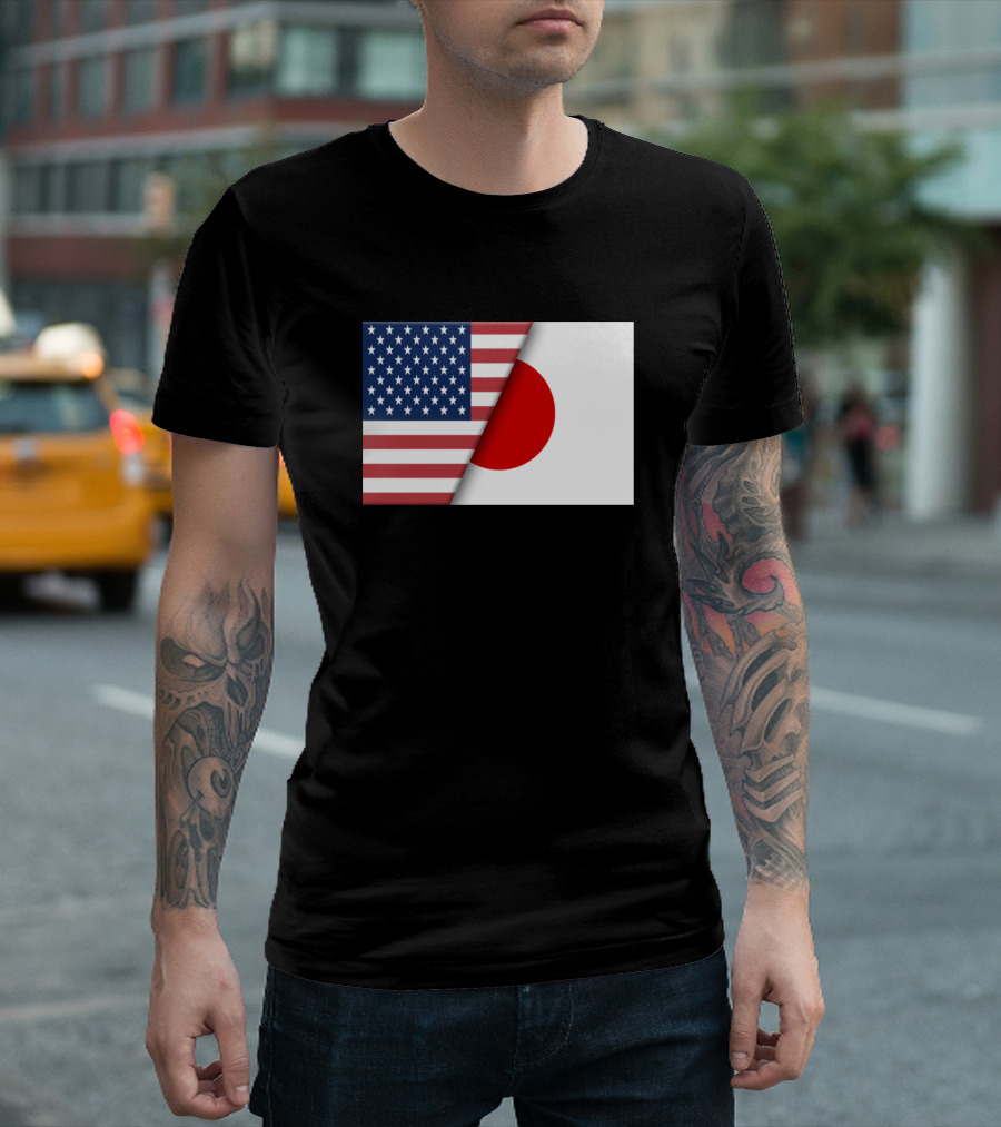Usa Flag Japan Japanese Flag Immigrant Ancestry Dual Heritage Pride T-Shirt