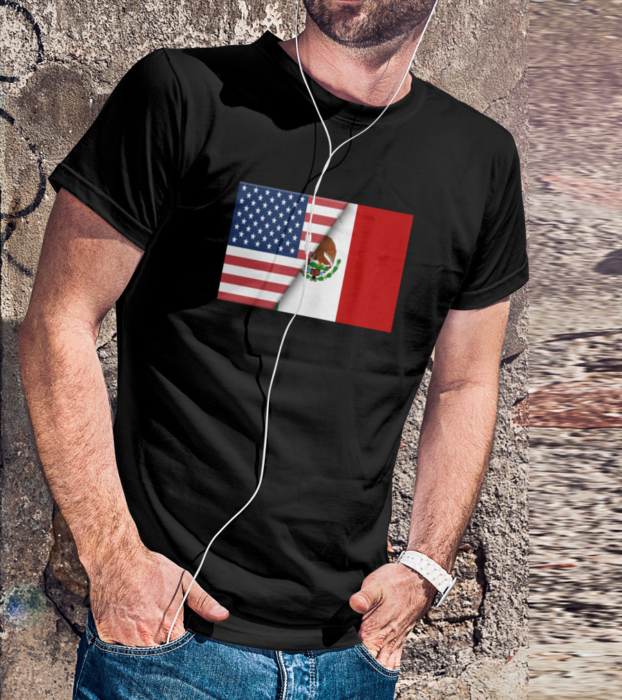 Usa Flag Mexico Mexican Flag Immigrant Ancestry Dual Heritage Pride T-Shirt