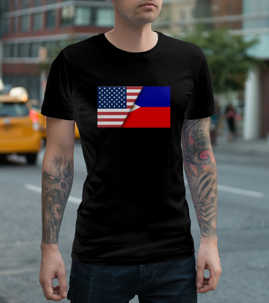 Usa Flag Philippines Filipino Flag Immigrant Ancestry Patriotic Symbolism T-Shirt