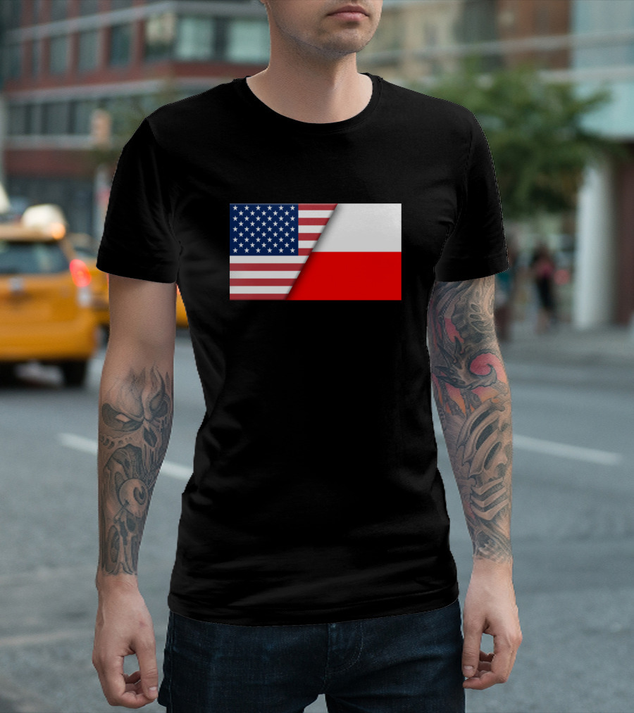 Usa Flag Poland Polish Flag Immigrant Ancestry Hom Heritage Connection T-Shirt