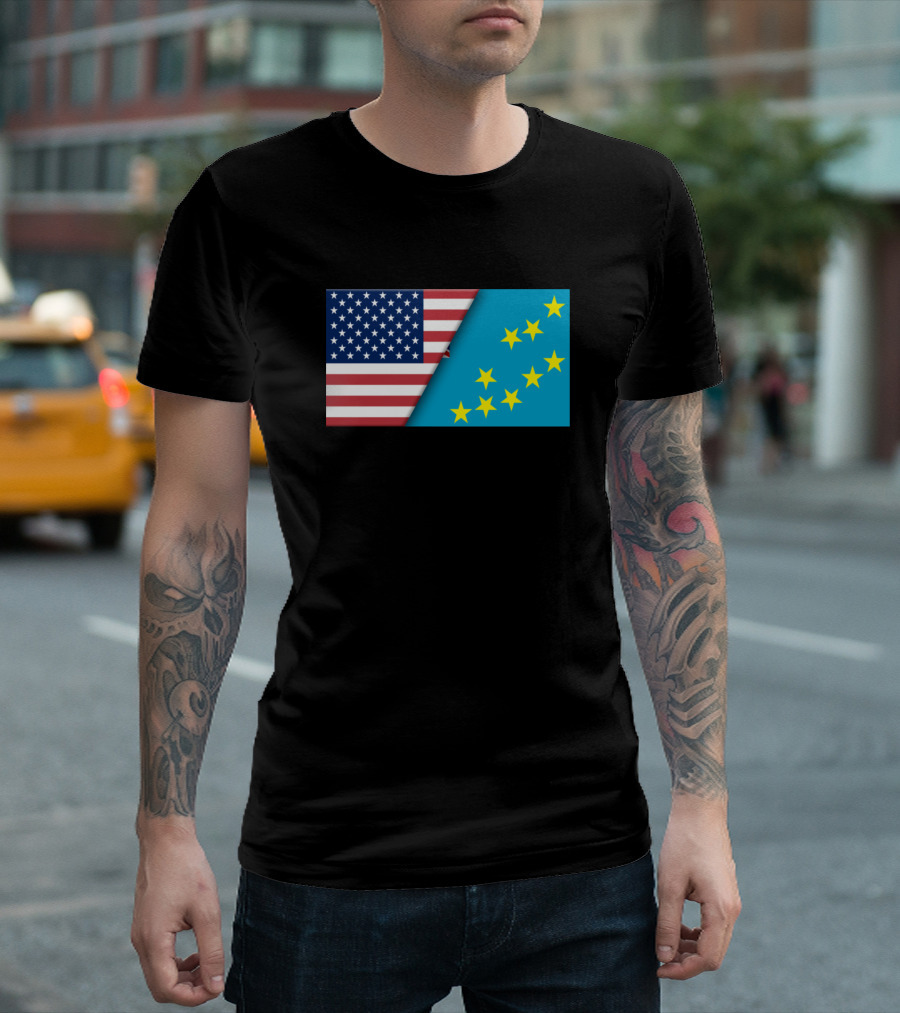 USA Flag Tuvalu Flag Immigrant Ancestry Homeland Connection T-Shirt