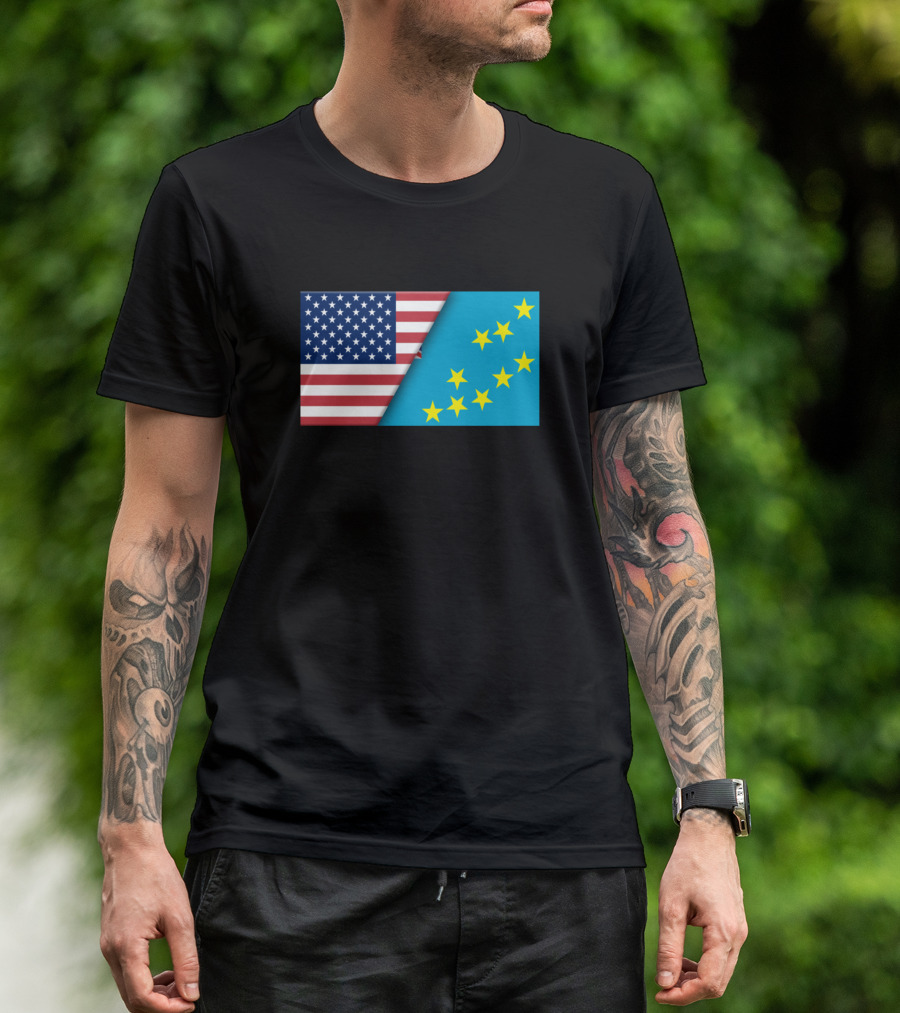 USA Flag Tuvalu Flag Immigrant Ancestry Homeland Connection T-Shirt