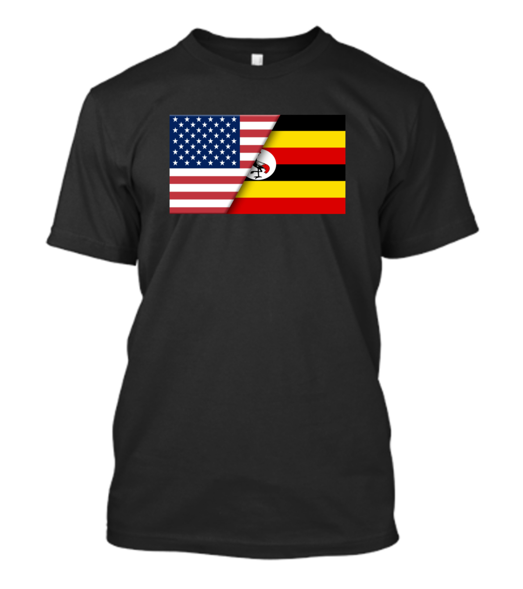 USA Flag Uganda Ugandan Flag Immigrant Ancestry Dual Heritage T-Shirt
