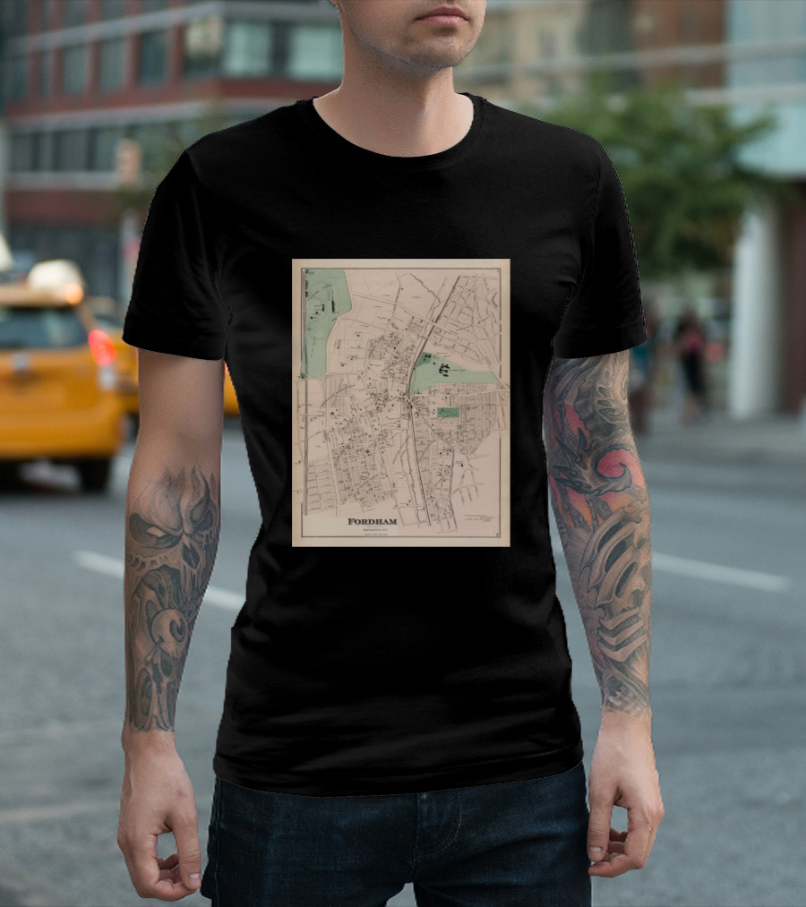 Vintage 1872 Fordham New York Historical Map T-Shirt