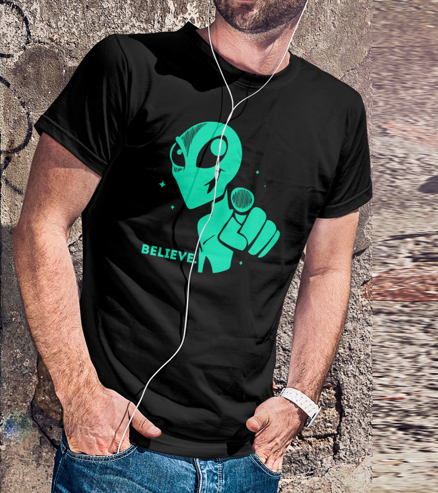 Believe Alien Space Sci Fi UFO T-Shirt