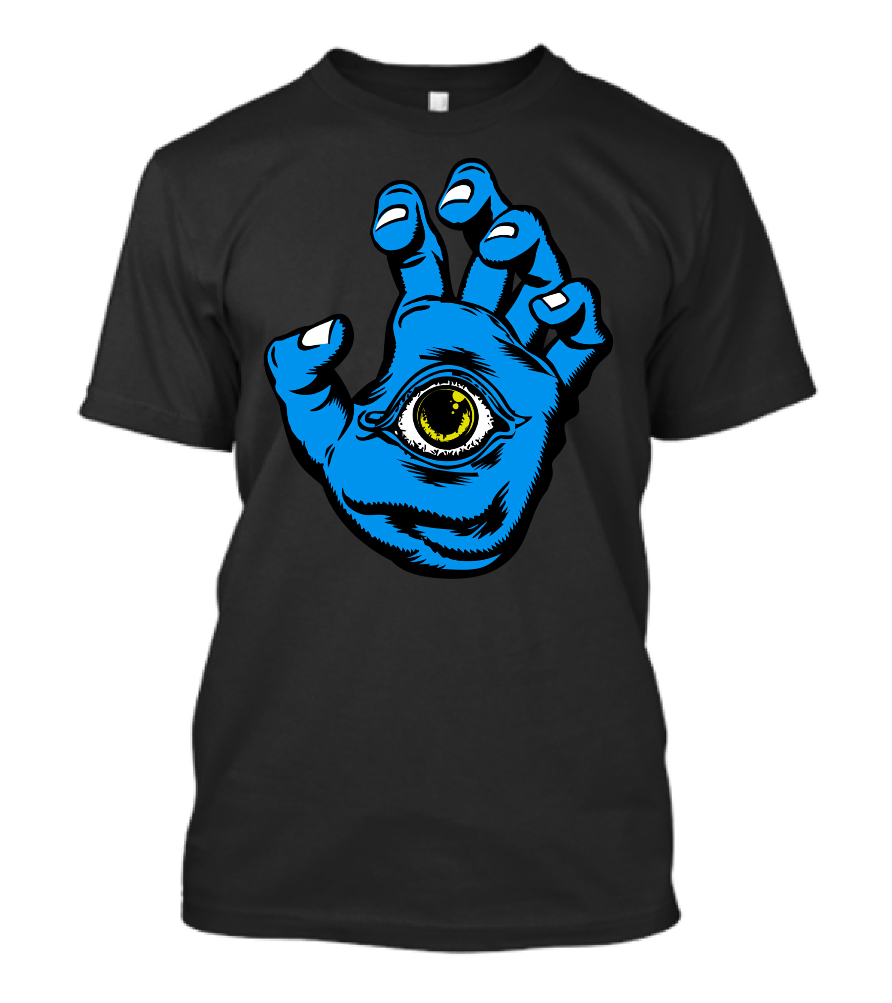 All Seeing Blue Hand With Central Eye Santa Cruz Screaming Hand T-Shirt