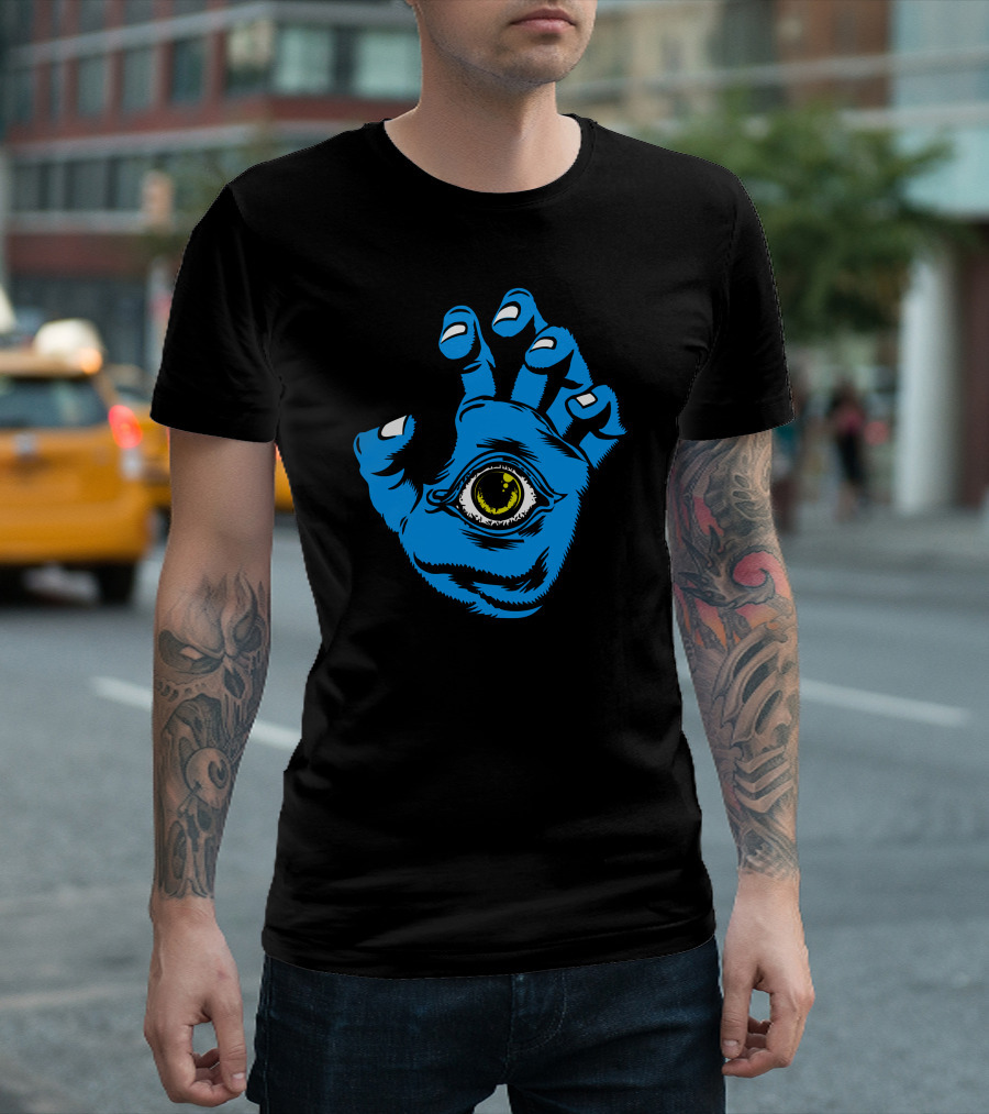 All Seeing Blue Hand With Central Eye Santa Cruz Screaming Hand T-Shirt