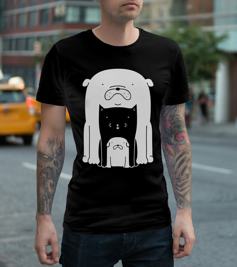 Animal Buddies Stack Dogs Cat T-Shirt