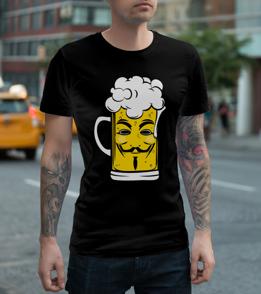 Anony Mousse V for Vendetta Guy Fawkes Beer Mug T-Shirt