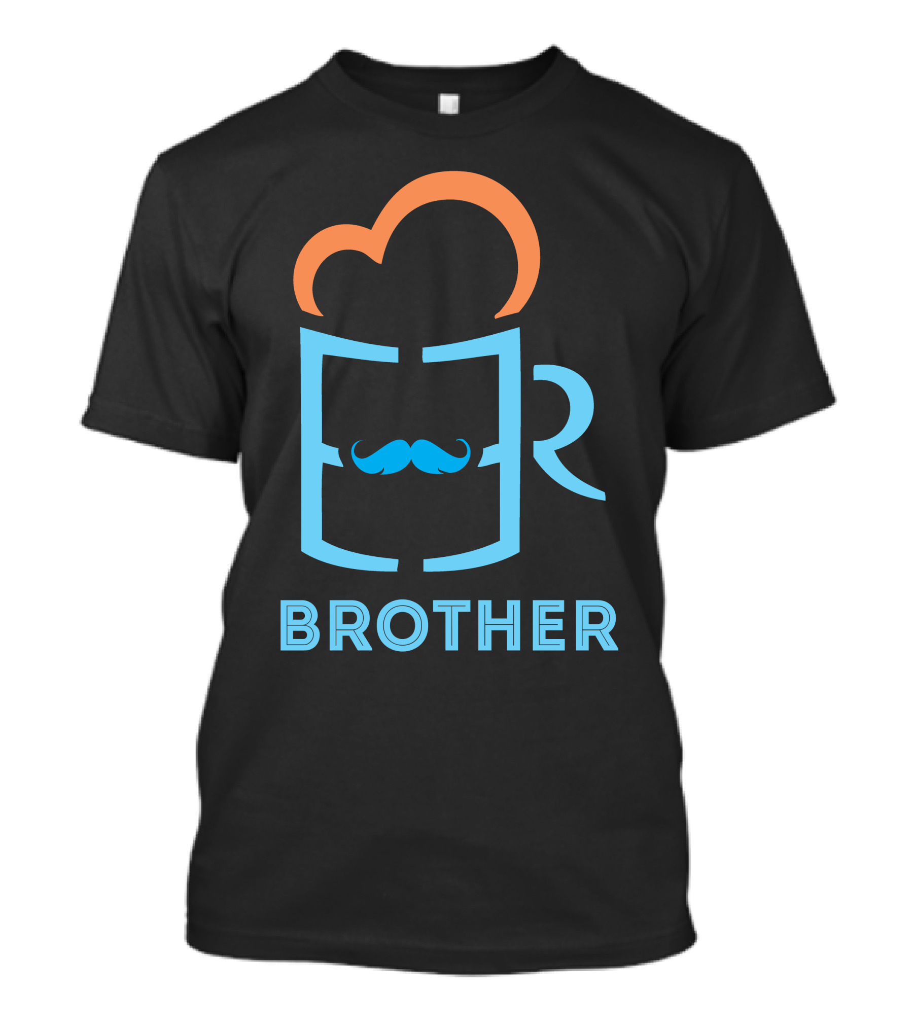 Beer Mug With Mustache Inside Creative Minimalist Brother Text T-Shirt