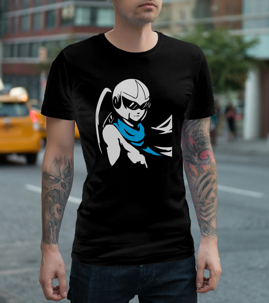 Blues Helmet Man Minimalist Warrior With Blue Scarf T-Shirt
