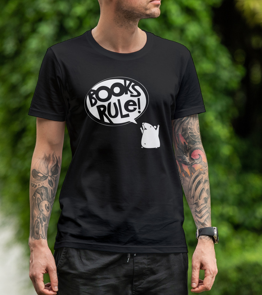 BOOKS RULE Enthusiastic Mouse Speech Bubble T-Shirt