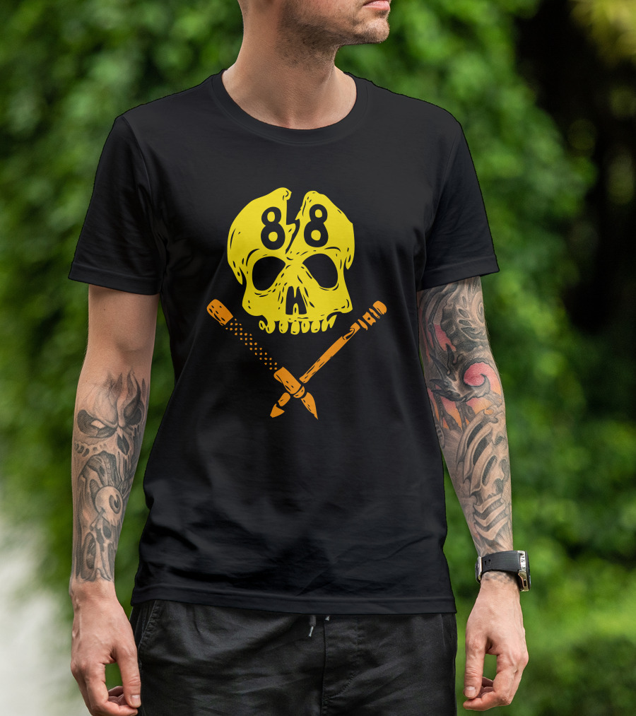 88 Skull Yellow Black Crossed Tools T-Shirt