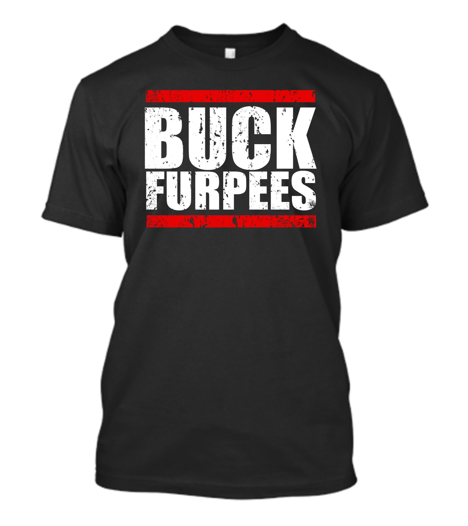 BUCK FURPEES Bold White Text Red Stripes T-Shirt