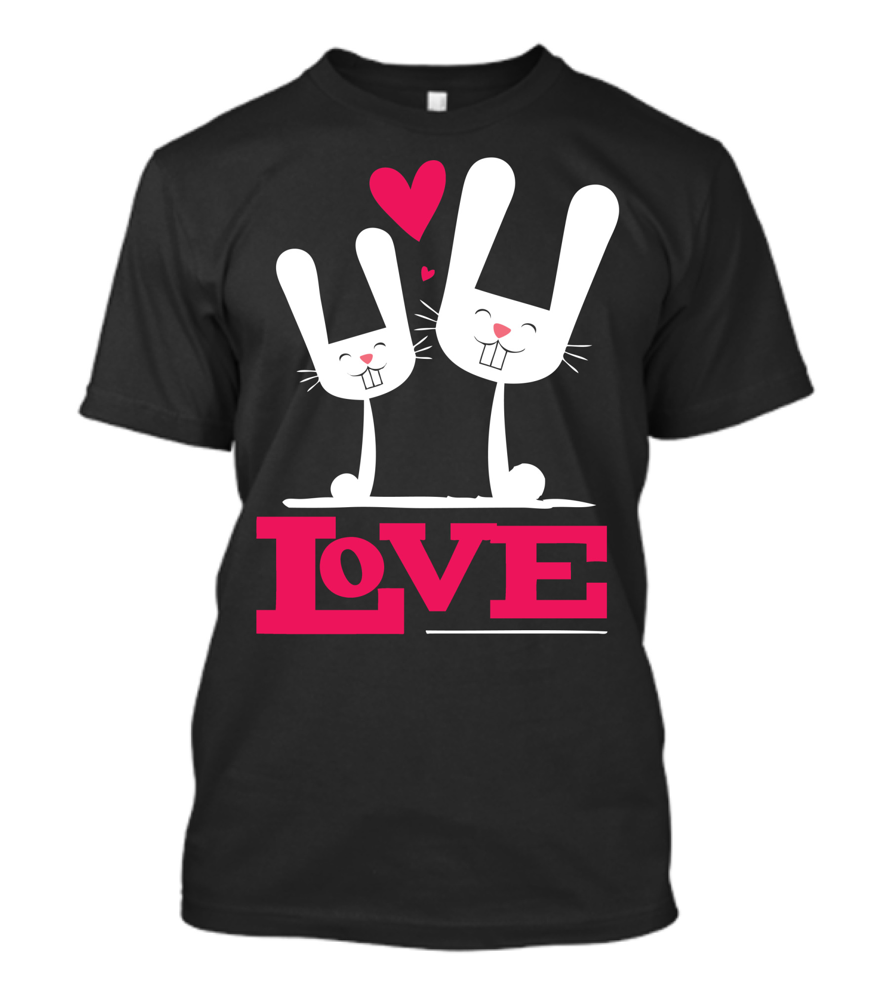Love Bunnies With Hearts And Smiling Faces T-Shirt