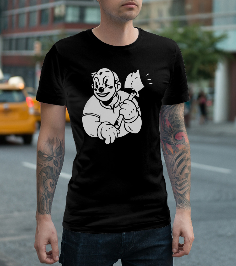 Butcher Clown Axe Holding Smiling Character T-Shirt