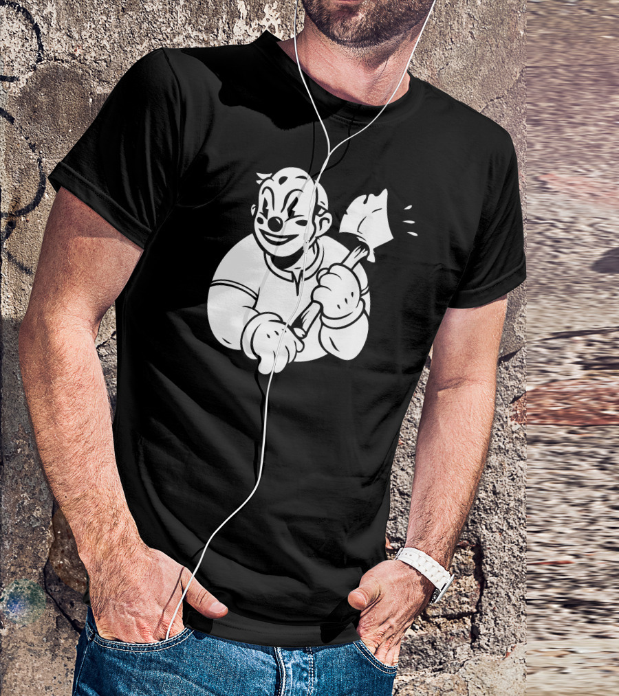 Butcher Clown Axe Holding Smiling Character T-Shirt