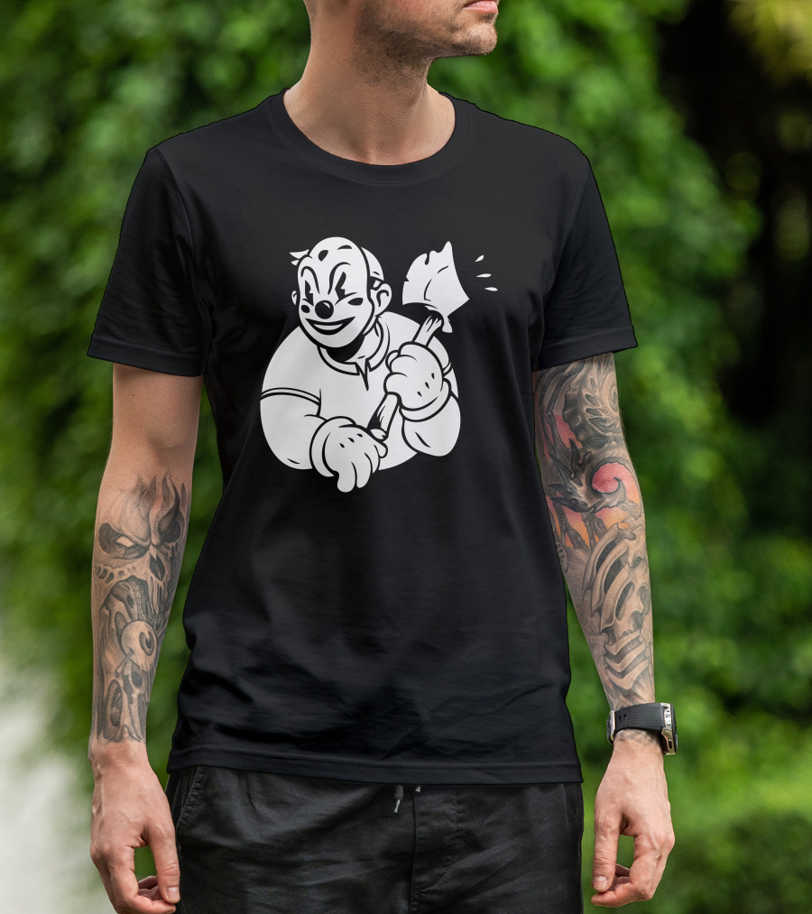 Butcher Clown Axe Holding Smiling Character T-Shirt