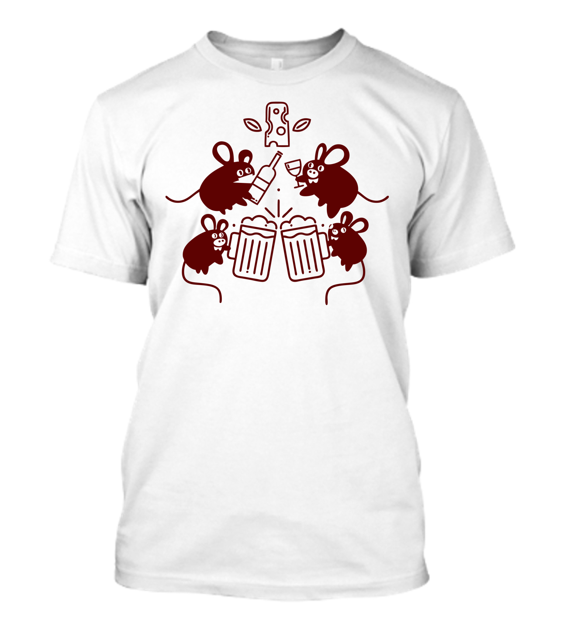 Cheers Cheese Mice Toasting With Beer And Snacks T-Shirt
