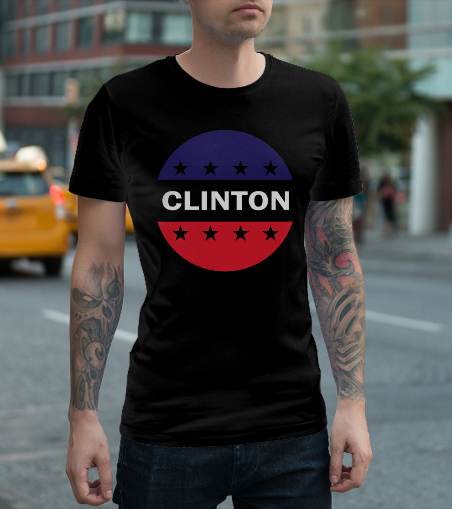 Clinton Red Blue Circle With Stars T-Shirt