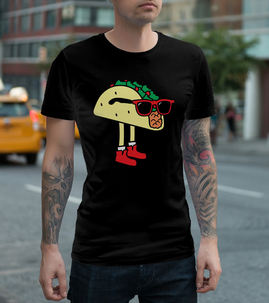 Cool Tacos with Sunglasses and Red Boots T-Shirt
