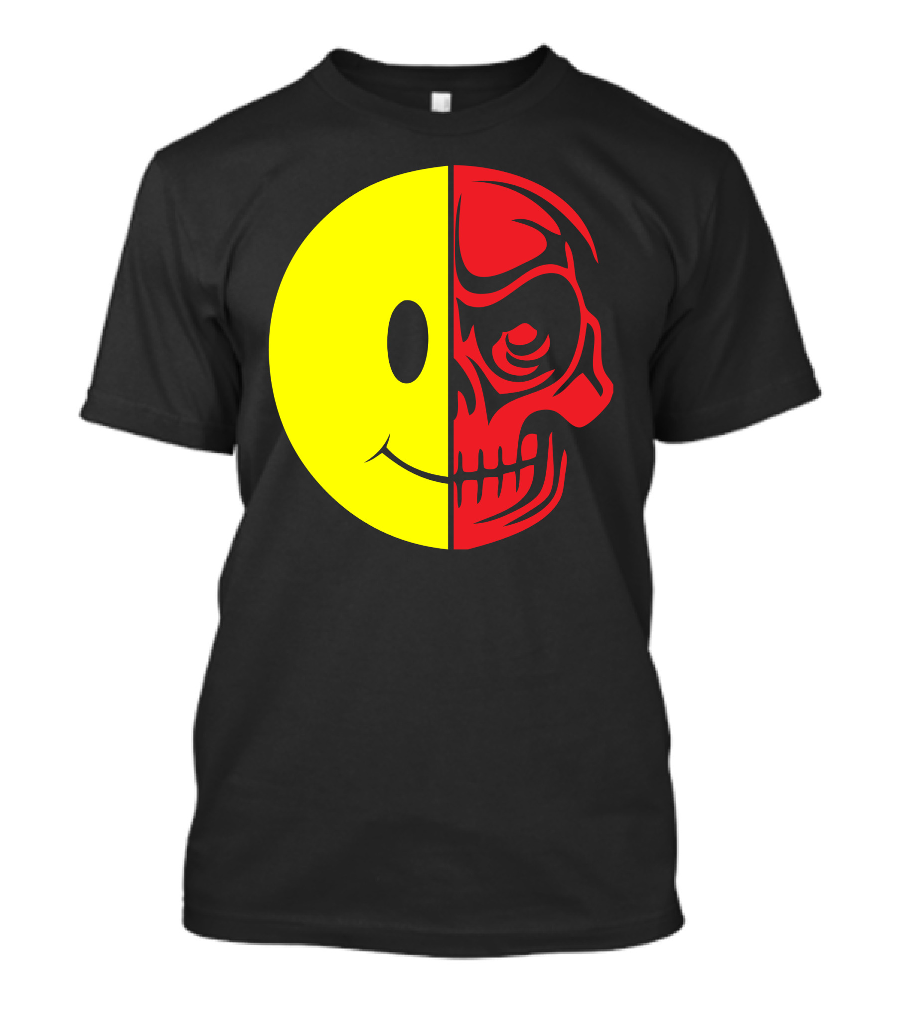 Cru Skull Half Smiley Half Skull Face T-Shirt