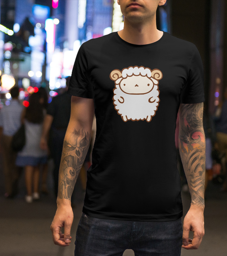 Cute Kawaii Sheep With Fluffy Wool And Curly Horns T-Shirt