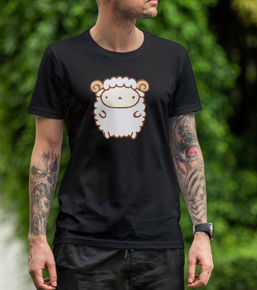 Cute Kawaii Sheep With Fluffy Wool And Curly Horns T-Shirt