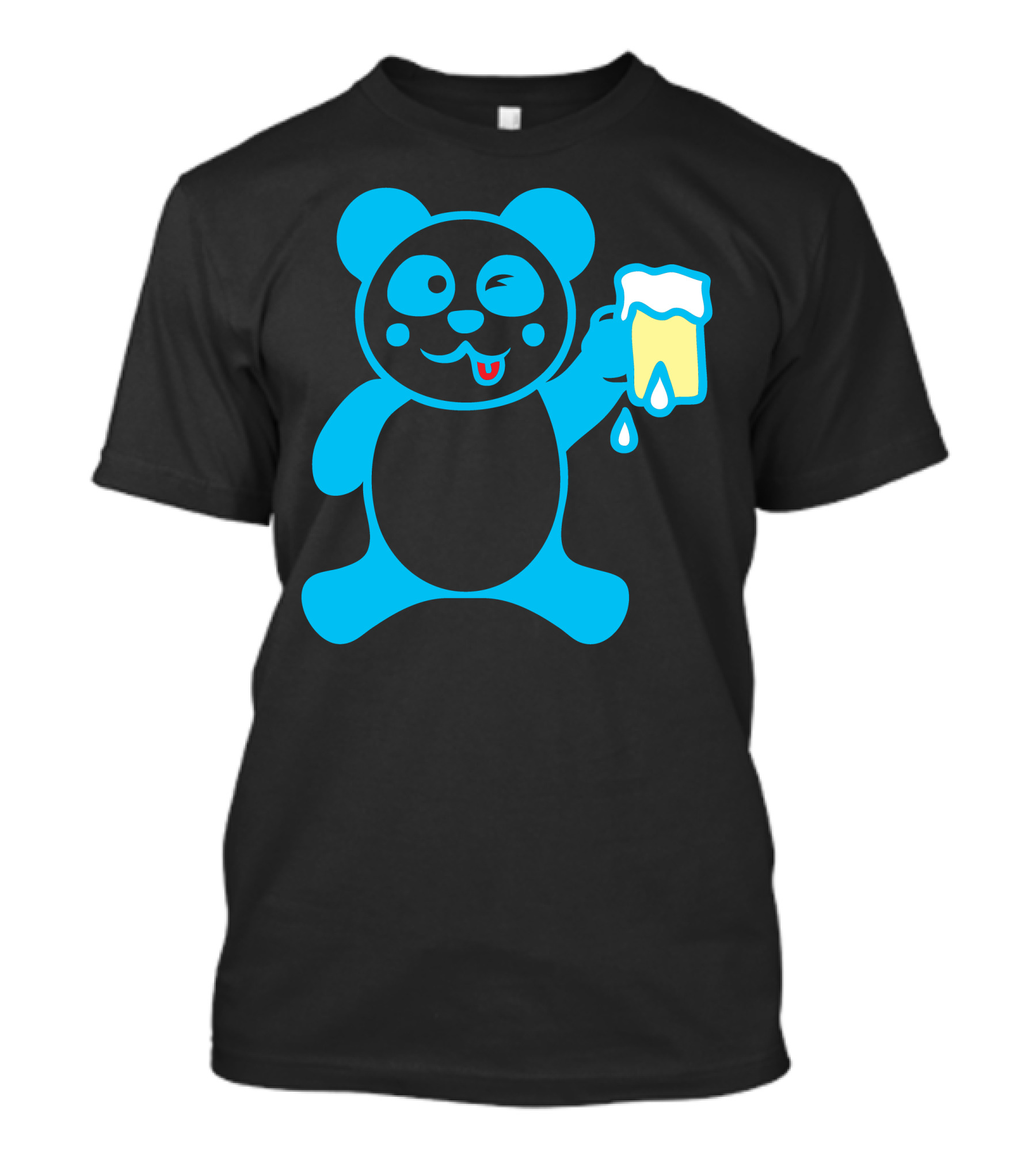 Drink Beer Panda Cheers With Winking Blue Bear T-Shirt