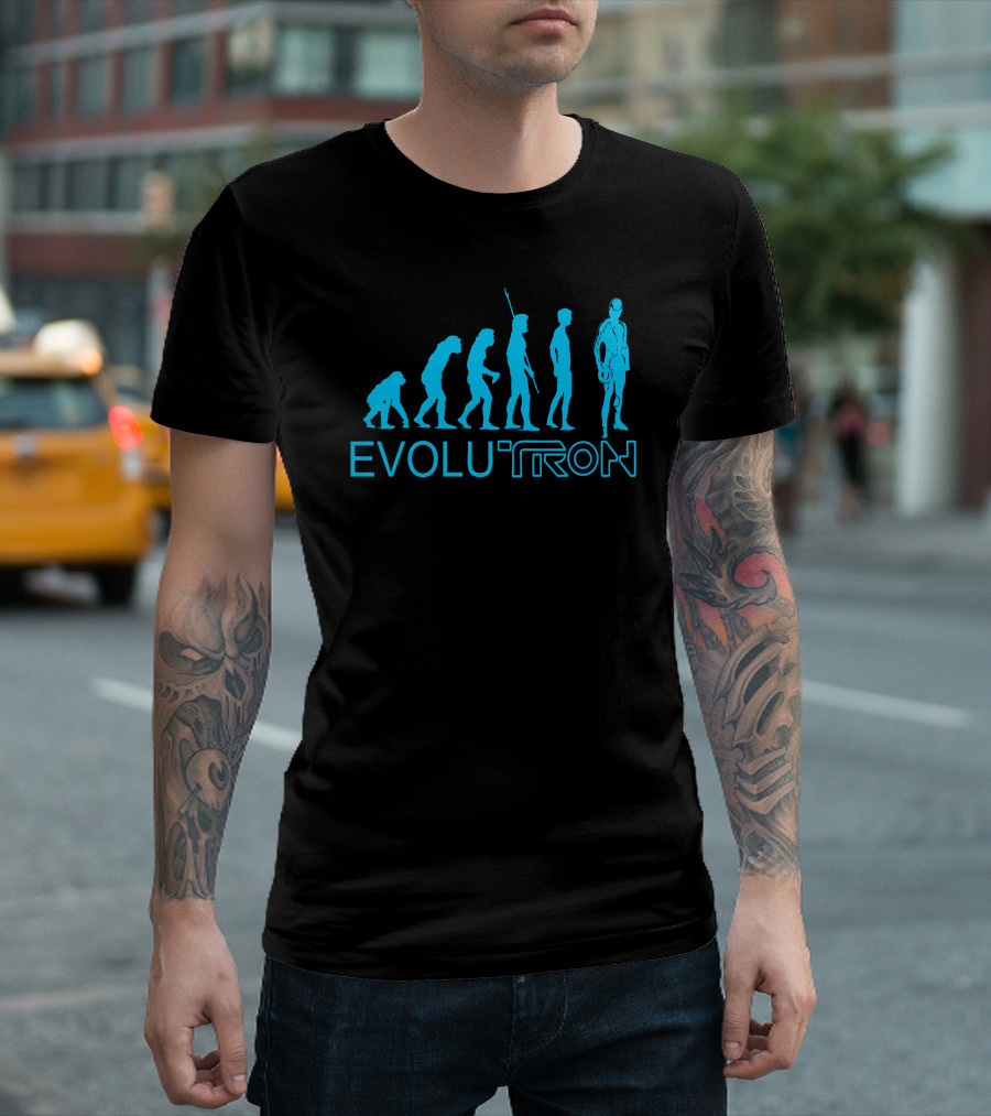 Evolutron Human Evolution To Tron-Inspired Figure T-Shirt