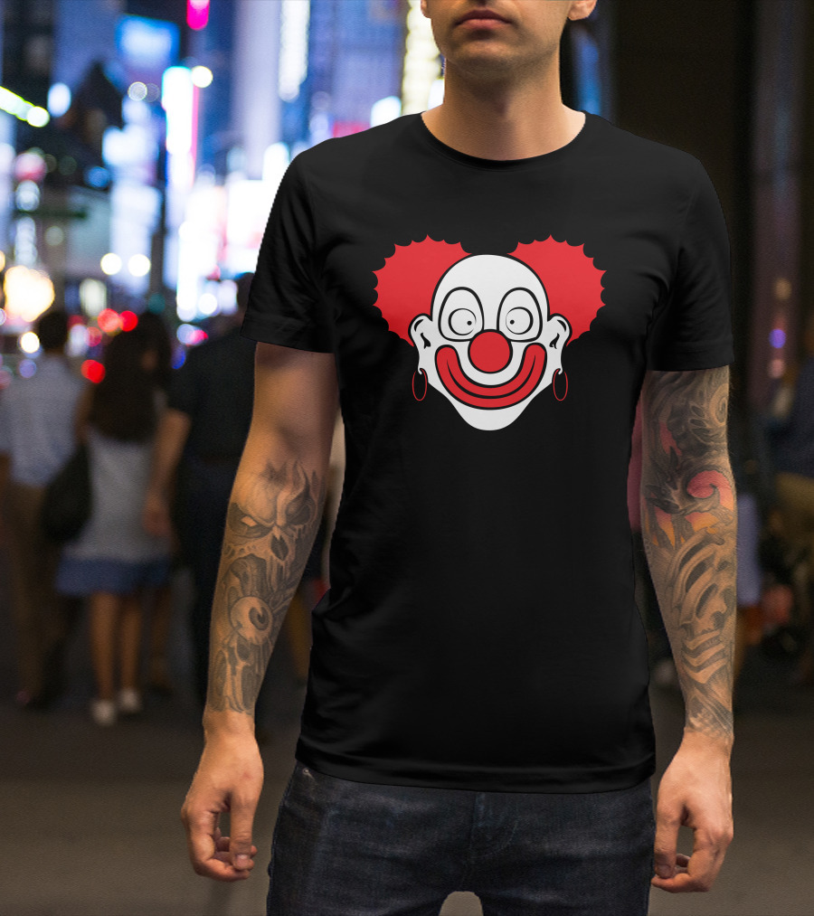 Fun Clown Face With Earrings And Red Hair T-Shirt