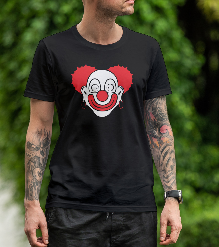 Fun Clown Face With Earrings And Red Hair T-Shirt