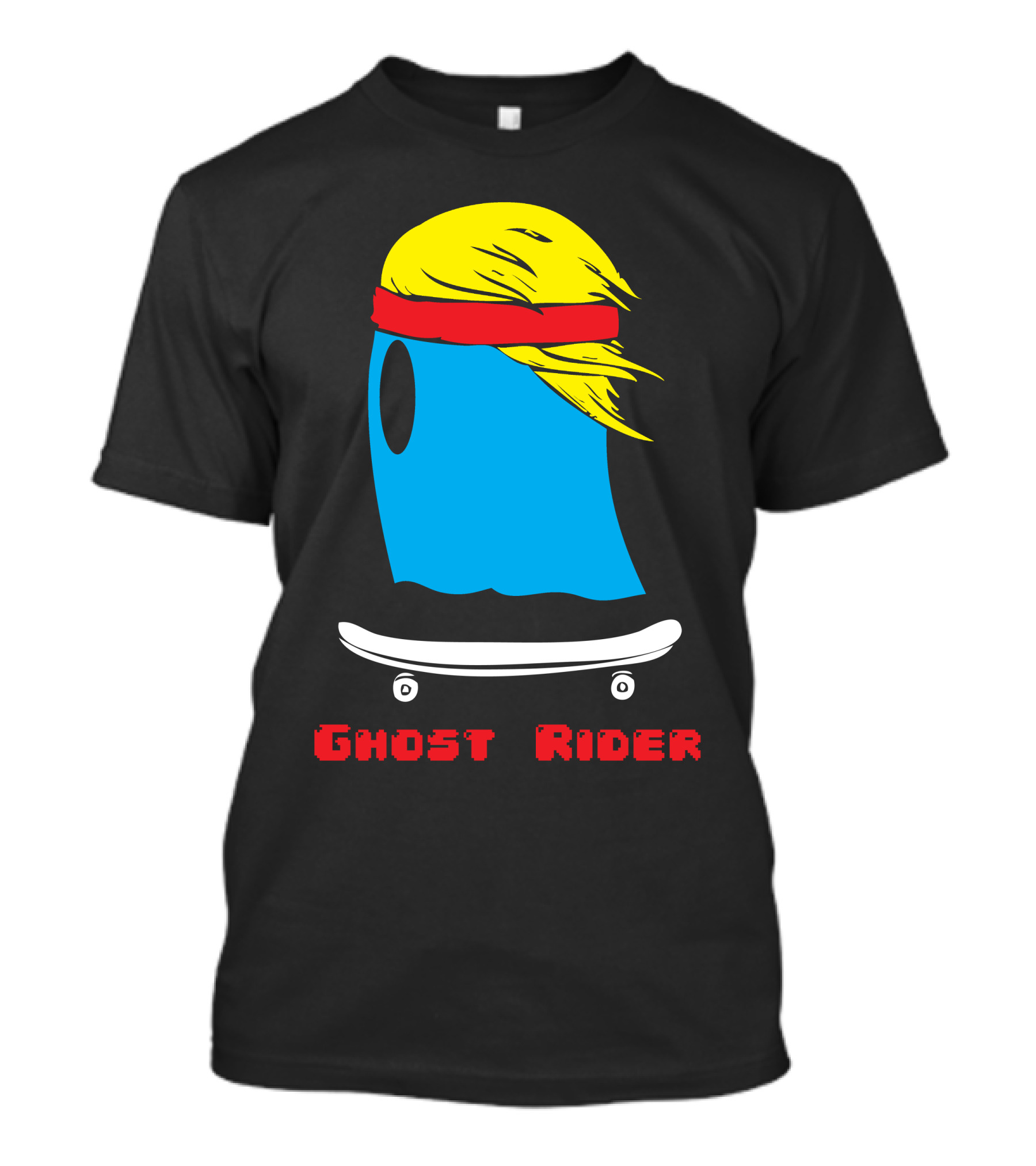 Ghost Rider Skateboarding Ghost With Blonde Hair And Headband T-Shirt