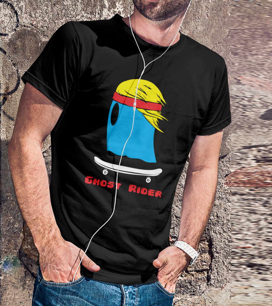 Ghost Rider Skateboarding Ghost With Blonde Hair And Headband T-Shirt