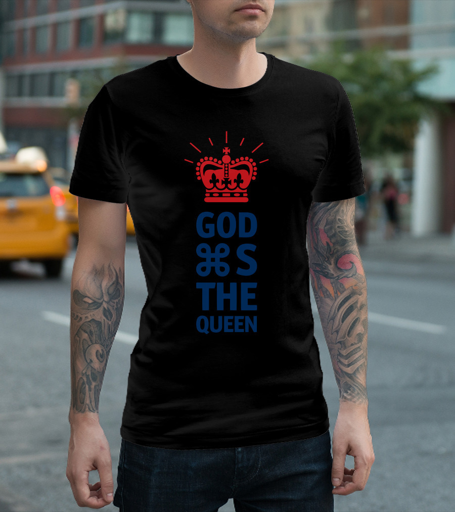 GOD ☰S THE QUEEN Crown Red Blue T-Shirt