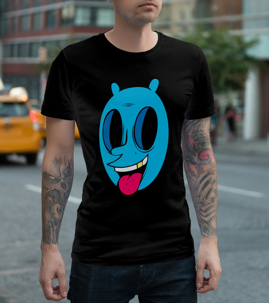 Gold Toof Cartoon Blue Face With Tongue Out T-Shirt