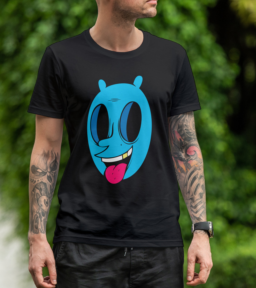 Gold Toof Cartoon Blue Face With Tongue Out T-Shirt