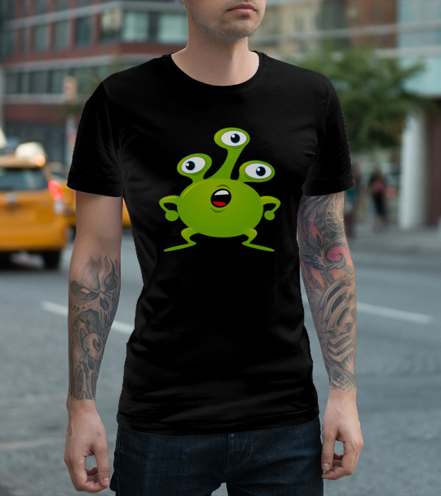 Green Tridon Three-Eyed Alien Character T-Shirt