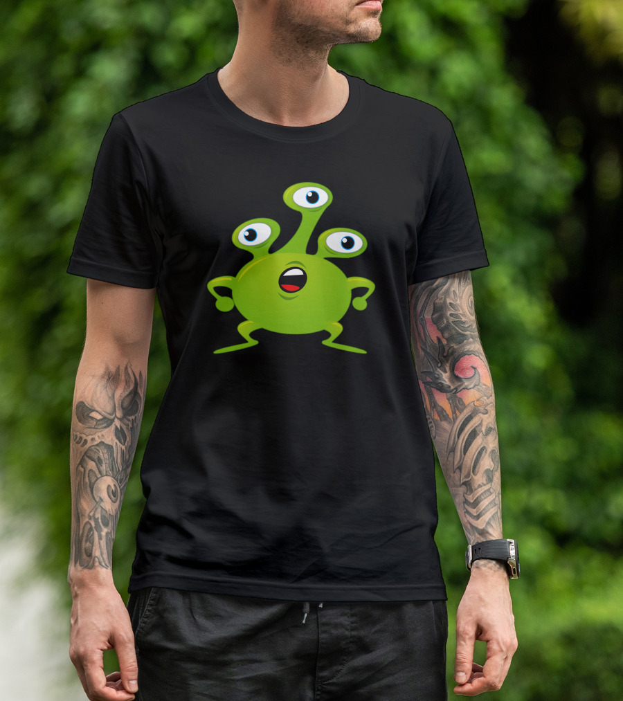 Green Tridon Three-Eyed Alien Character T-Shirt
