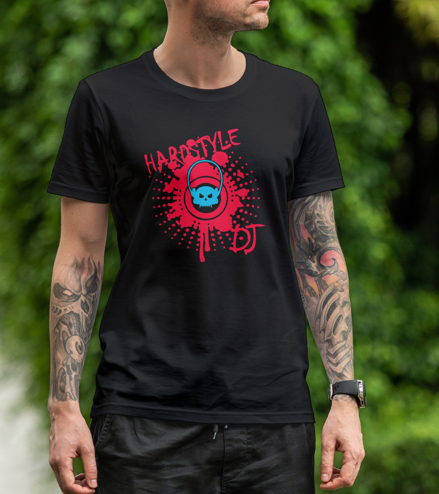 Hardstyle DJ Skull Headphones Splatter T-Shirt