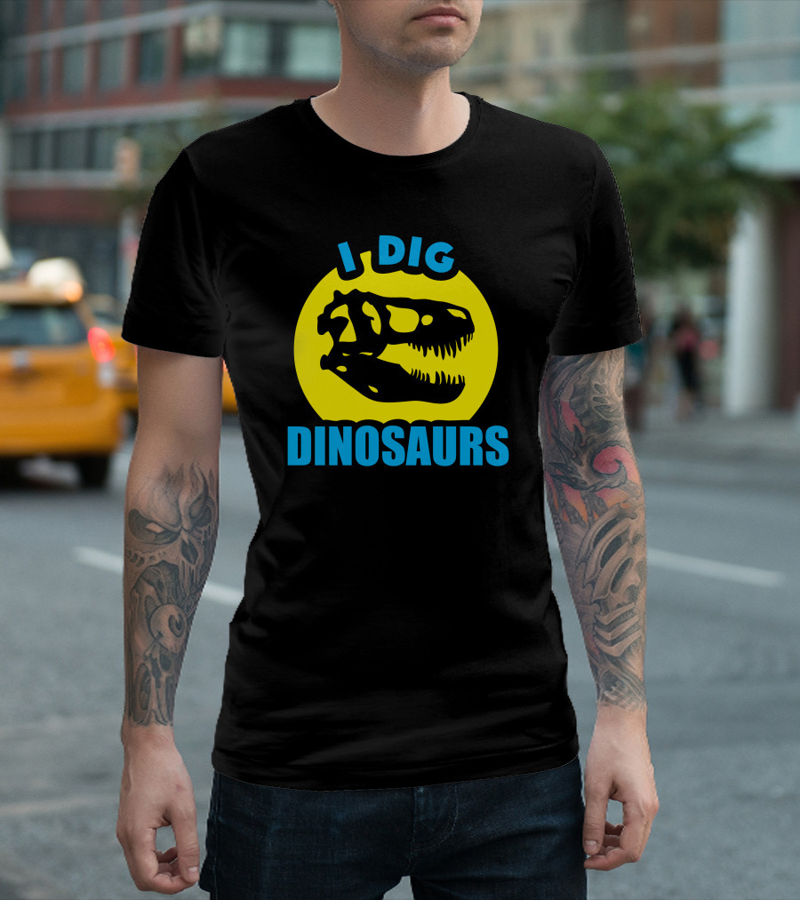 I Dig Dinosaurs T-Rex Skull Jurassic Circle T-Shirt