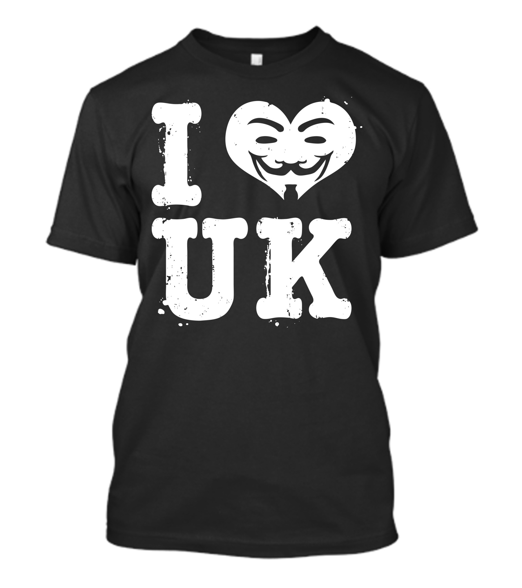 I Love UK Guy Fawkes Mask Heart T-Shirt
