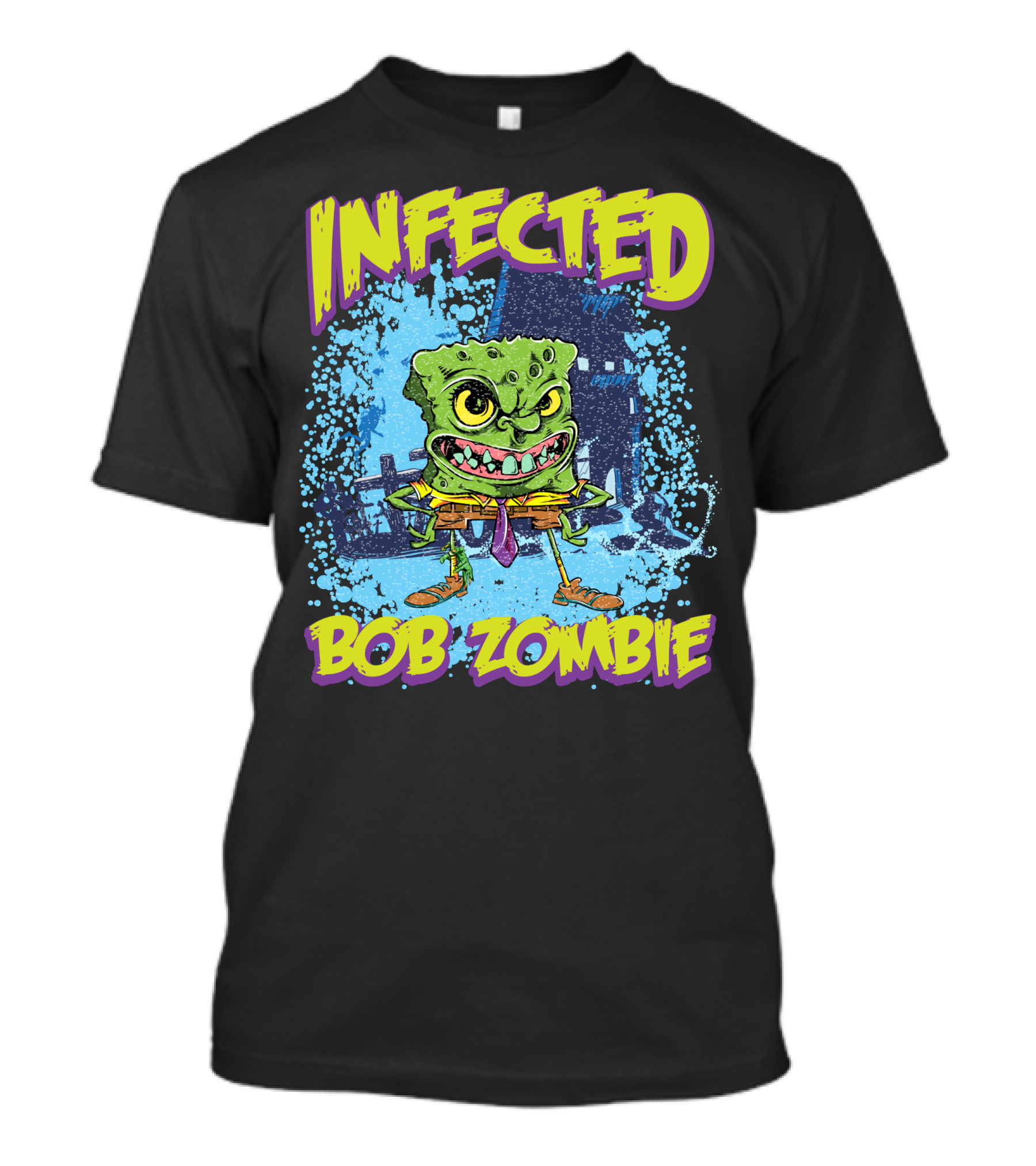 Infected Bob Zombie Cartoon Styled Monster Character T-Shirt