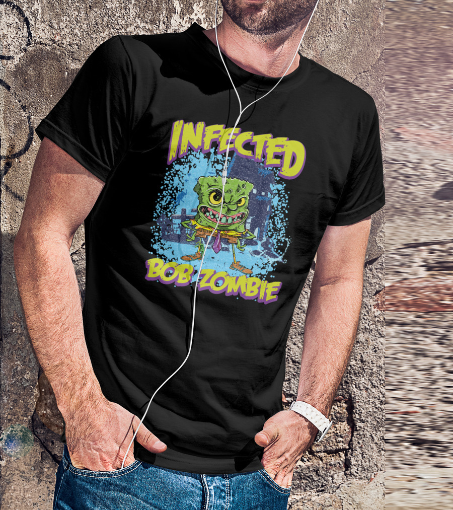 Infected Bob Zombie Cartoon Styled Monster Character T-Shirt