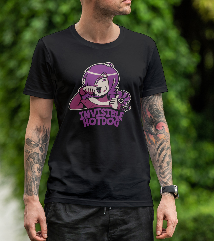 Invisible Hotdog Anime Character Eating Gesture T-Shirt