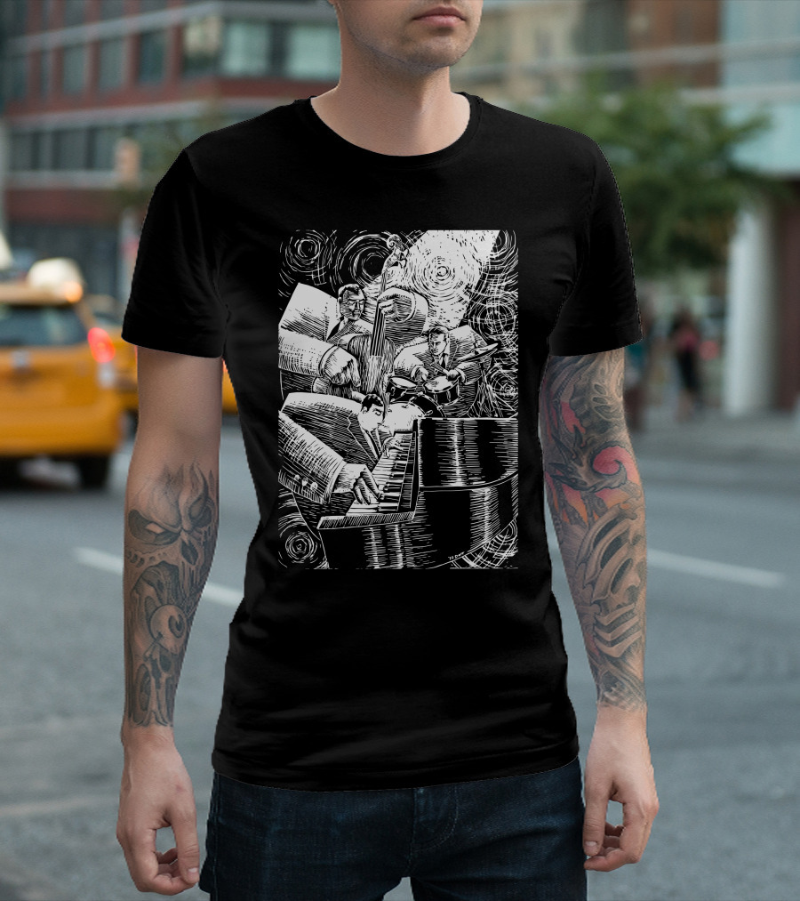 Jazz Combo Trio with Piano, Bass, and Drums Swirl T-Shirt