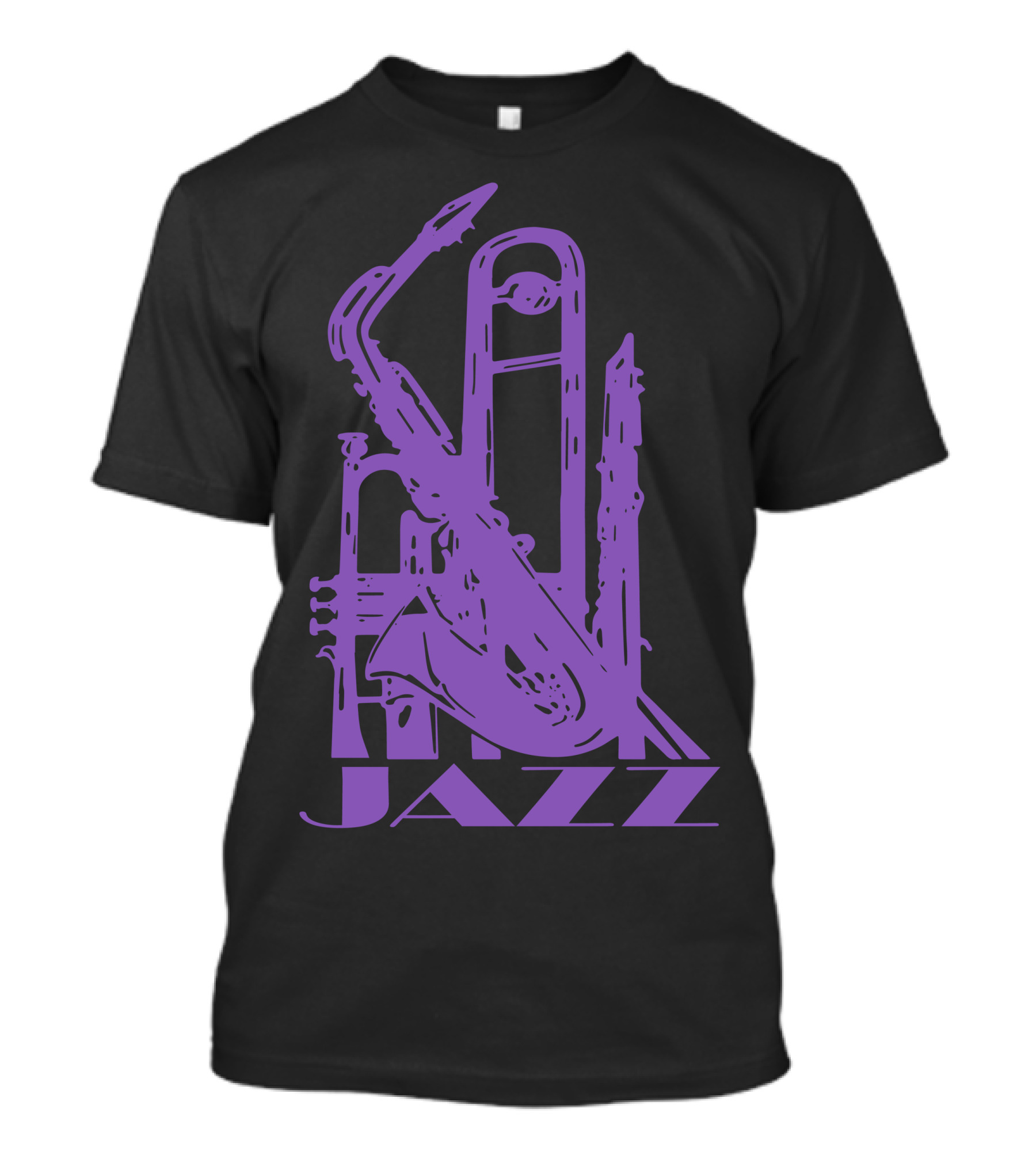 Jazz Purple Saxophone And Trombone Outline T-Shirt